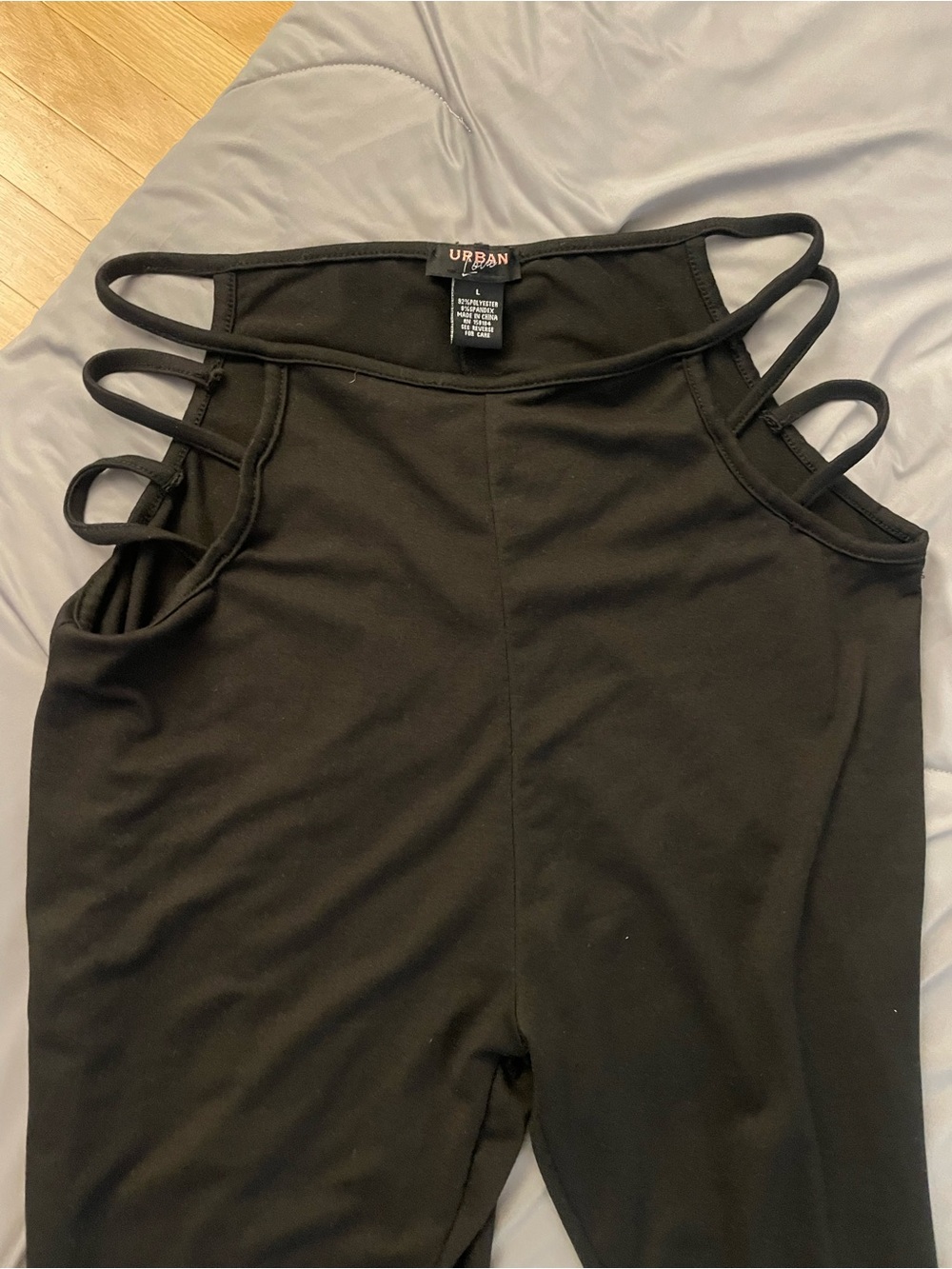 Urban Outfitters Black Strappy Boot Cut Jumpsuit